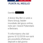 skybet email passaggio stars