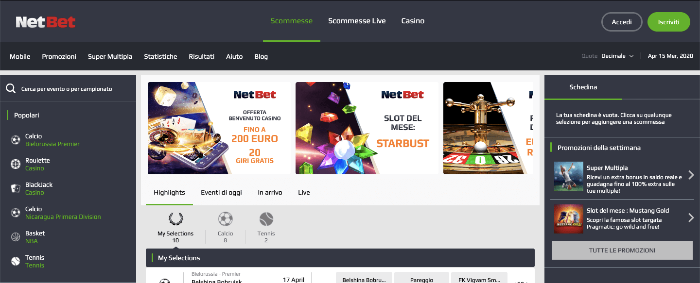 NetBet homepage