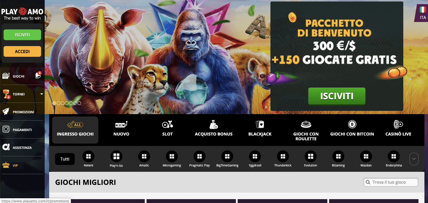 Playamo casino homepage