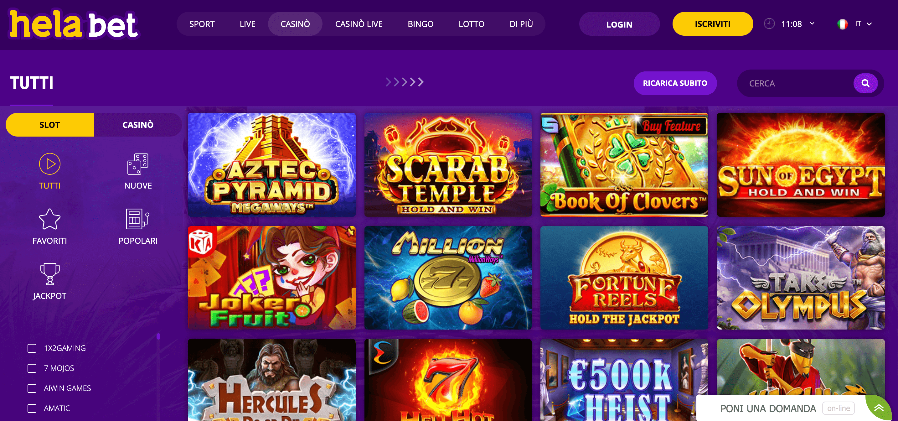 Helabet Casino Screenshot